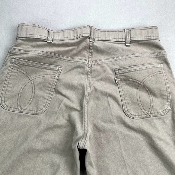Levis Skosh Pants Mens 33 Tan Chino Khaki Straight Leg White Tab Made in USA 80s - Picture 2 of 14